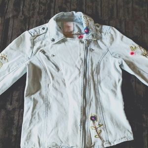 Candies Floral Embroidered Jean Jacket